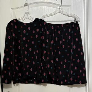 Chic Black Patterned Skirt Set, sz Lg